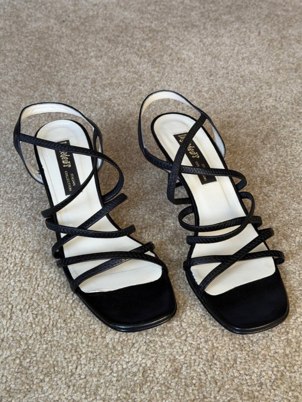 Ingledew’s Italian Collection – Black Strappy Sandals – Size 9 AA